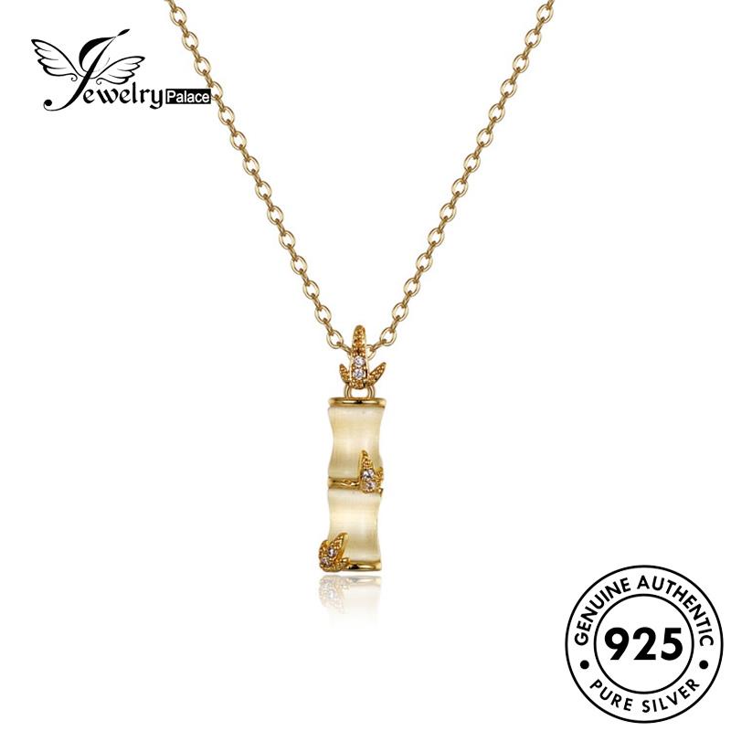 Jewelrypalace Wanita Giok Bambu Indah925 Asli Kalung Perak Emas N25