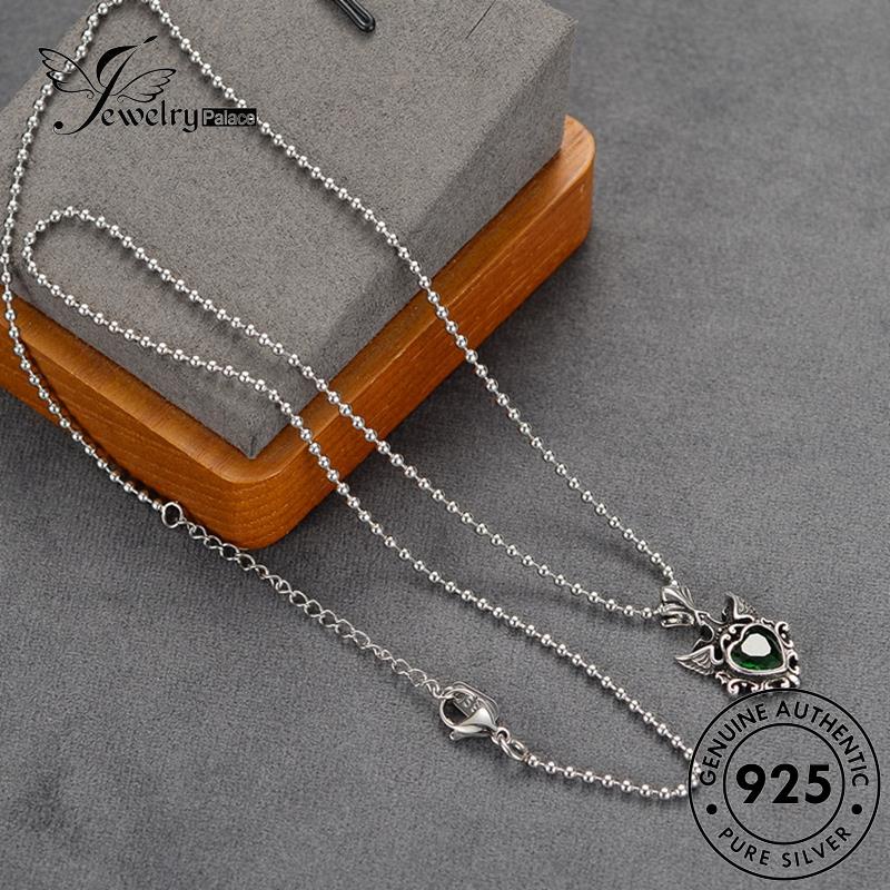 Perhiasanpalace Perak Love925 Kalung Fashion Emerald Wanita Asli N33