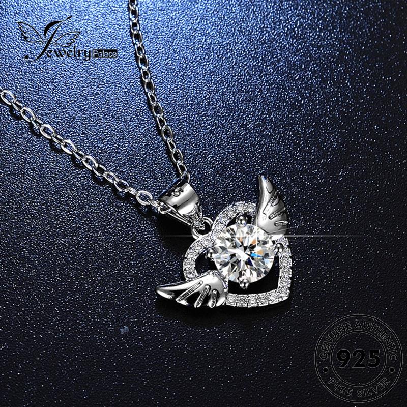 Jewelrypalace Kalung Berlian Wanita925 Perak Asli Simple Moissanite Love N62