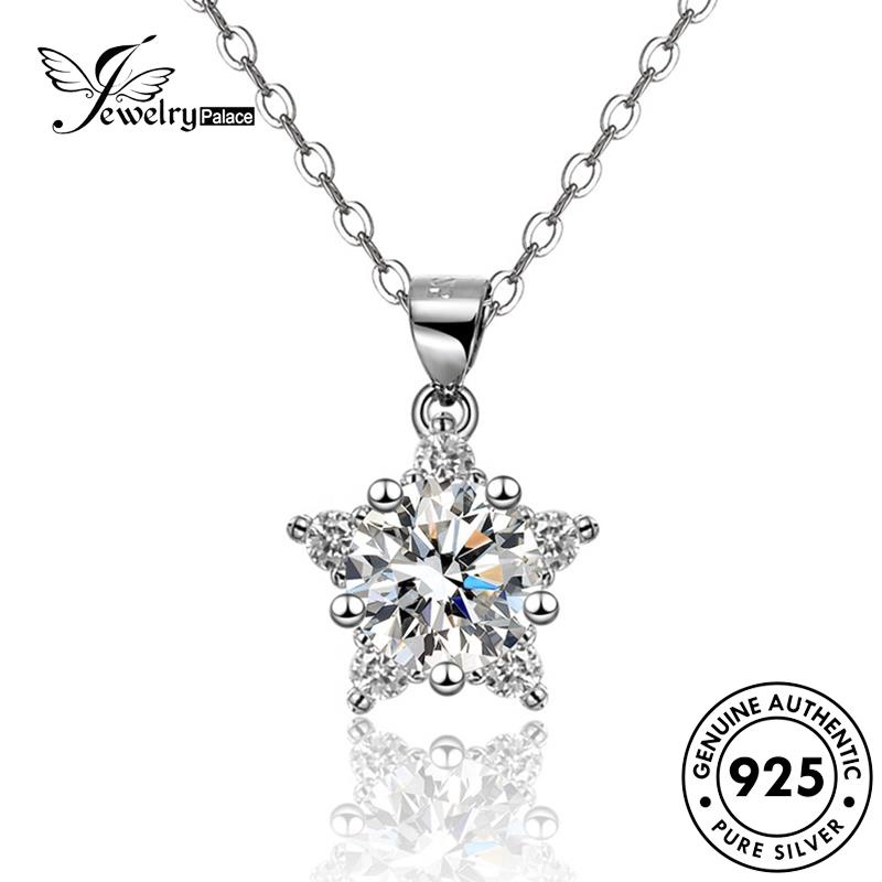 Jewelrypalace Kalung Perak925 Asli Wanita Simple Moissanite Bintang Berlian N72