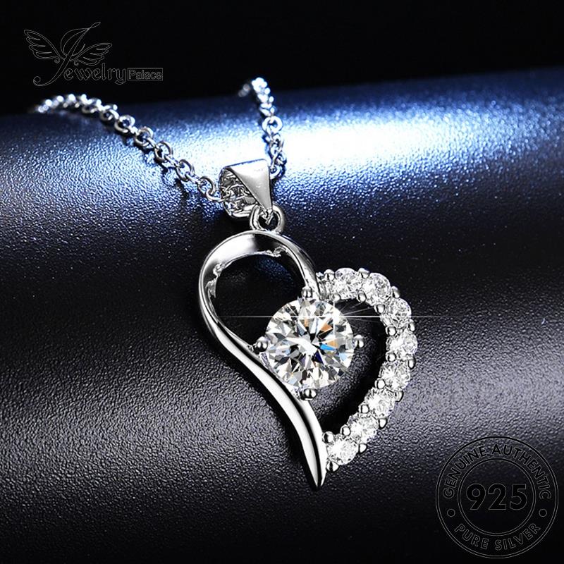 Jewelrypalace Hati Berlian Hollow Kalung Perak Moissanite Wanita Asli925 N74