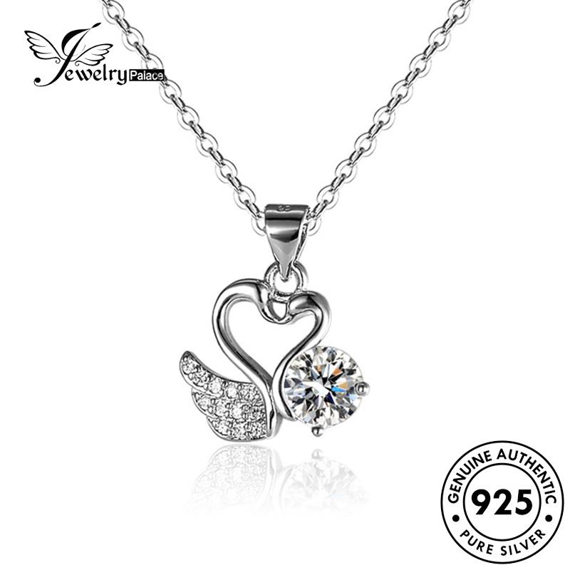 Jewelrypalace925 Fashion Moissanite Perak Swan Wanita Asli Kalung Berlian N84