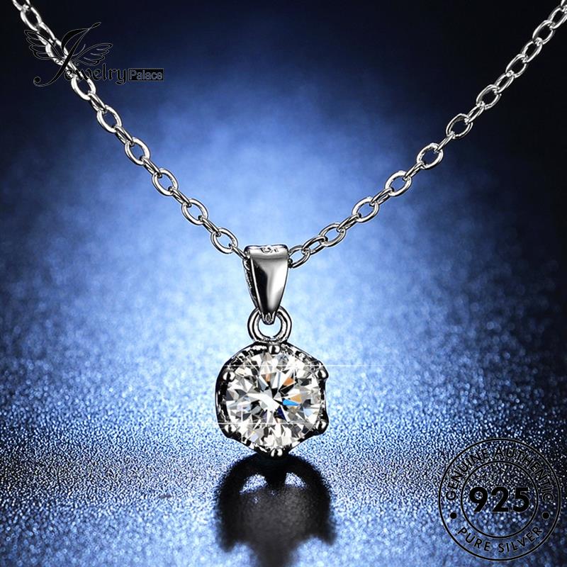 Jewelrypalace Kalung Berlian Simple925 Perak Asli Moissanite Wanita N87