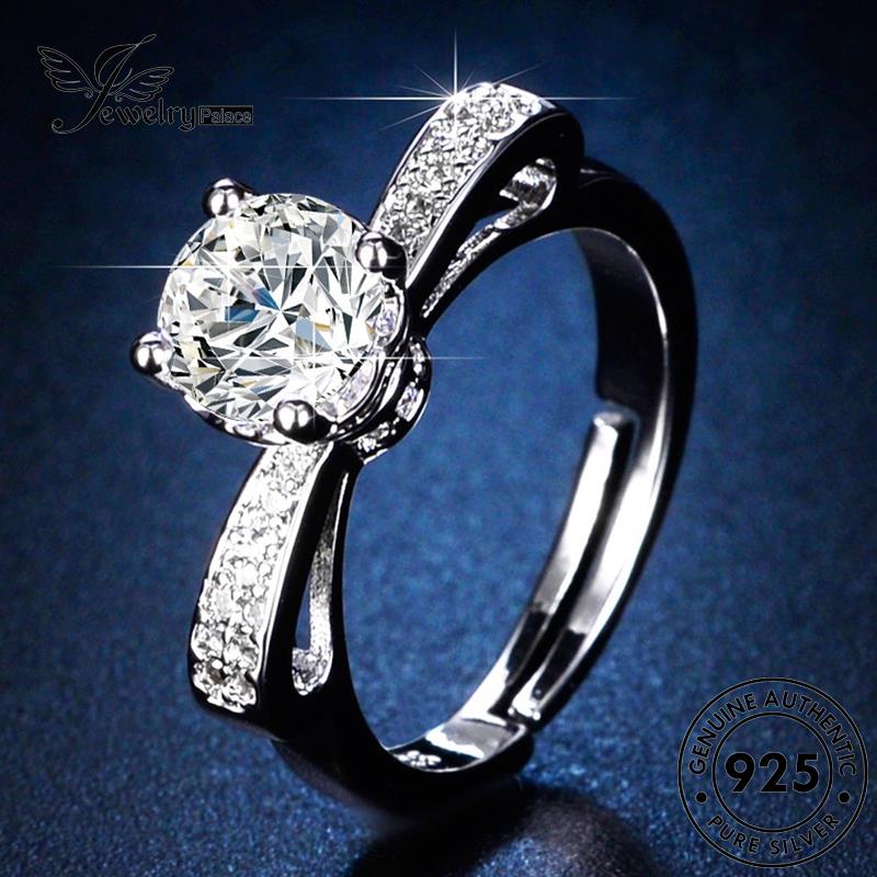 Jewelrypalace Simple Asli Moissanite Berlian925 Cincin Perak Kupu Wanita R84