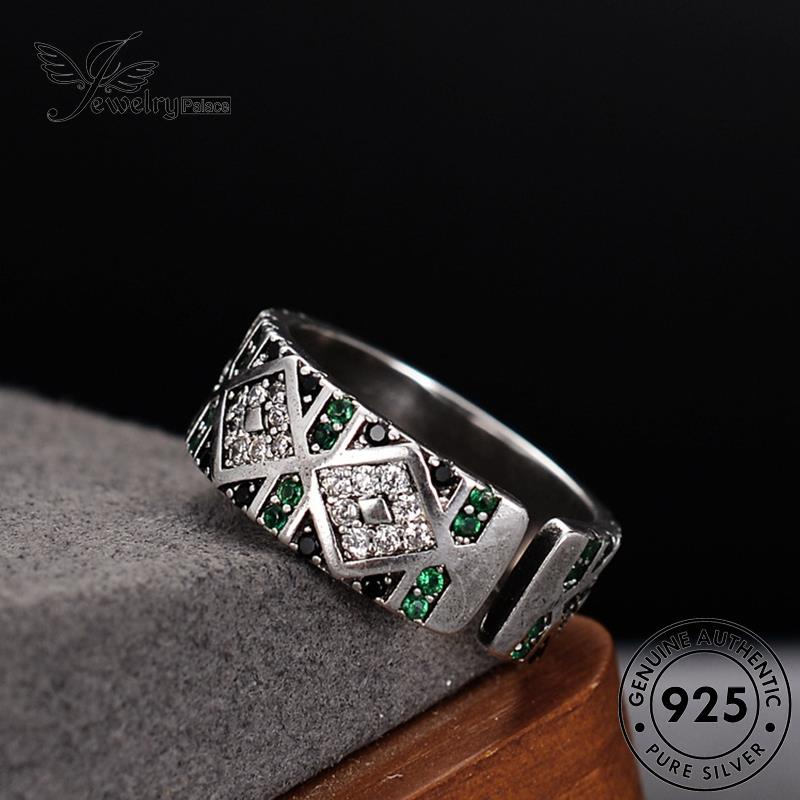 Jewelrypalace Emerald Eyes Wanita Retro Perak925 Asli Cincin Angel R95