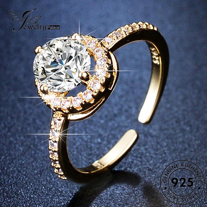 Jewelrypalace Asli925 Moissanite Wanita Emas Berlian Temperamen Cincin Perak Oval R53