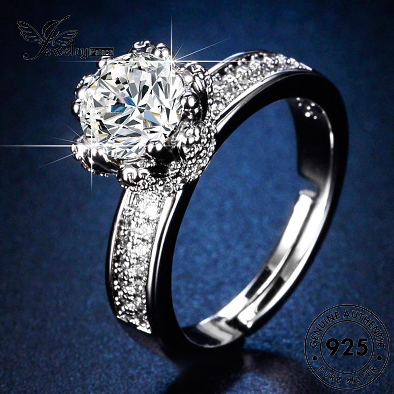 Jewelrypalace Cincin Perak Berlian Fashion925 Wanita Moissanite Asli Mahkota R131