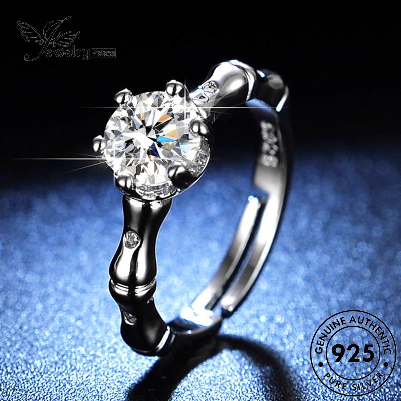 Jewelrypalace925 Berlian Moissanite Cincin Bambu Perak Pribadi Wanita Asli R142