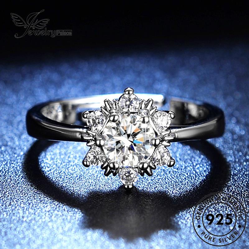 Jewelrypalace Perak Asli925 Cincin Kepribadian Snowflake Wanita Moissanite Berlian R170