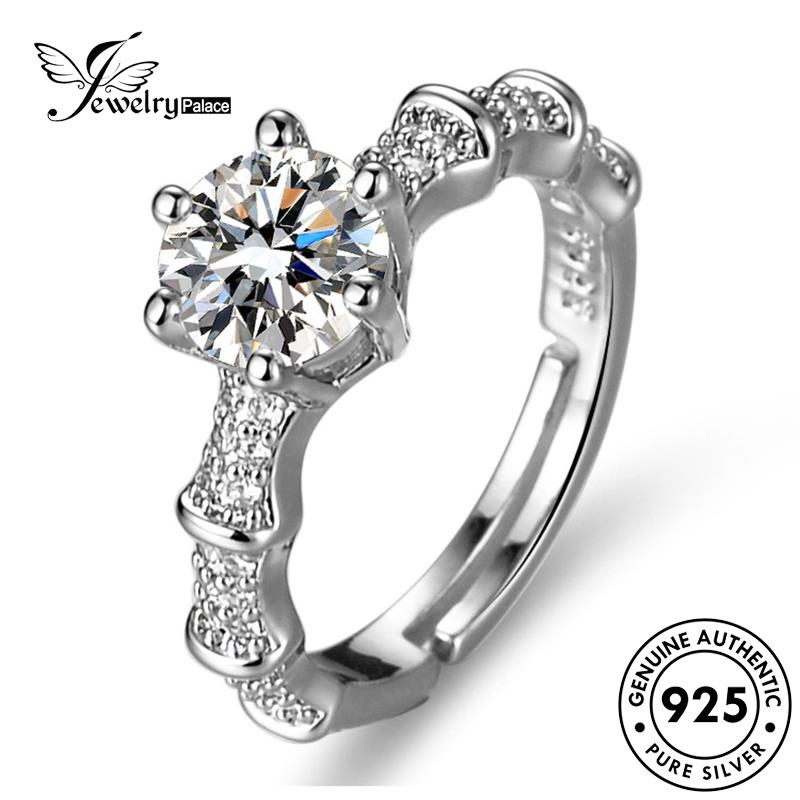 Jewelrypalace925 Enam Cincin Perak Moissanite Temperamen Berlian Cakar Wanita Asli R157