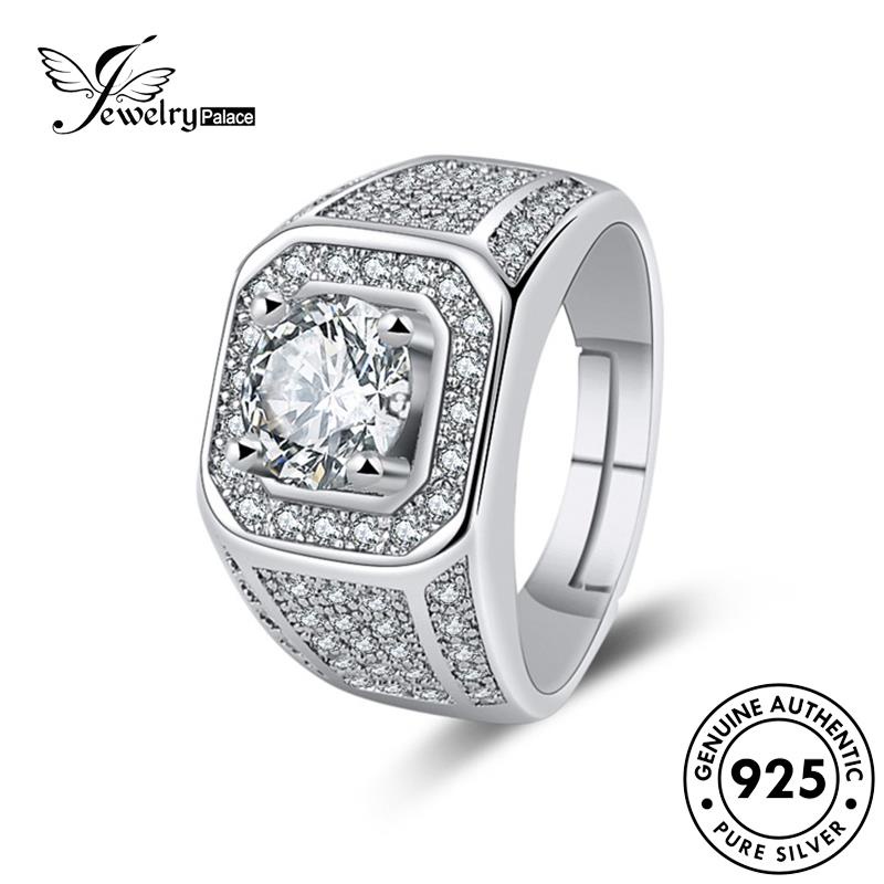 Tempat Perhiasan Pria Perak925 Asli Cincin Moissanite Mendominasi Berlian R388