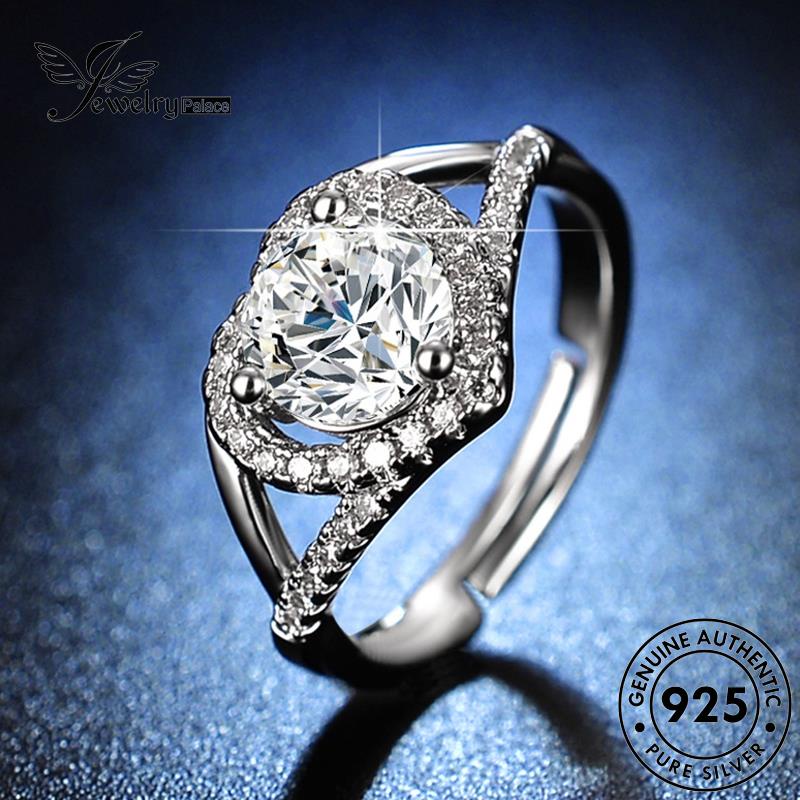 Jewelrypalace Original Cincin Wanita Perak925 Berlian Hollow Hati Moissanite R400