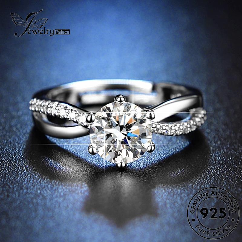 Perhiasantempat Cincin Berlian Interweave Perak Asli Moissanite Klasik925 Wanita R401