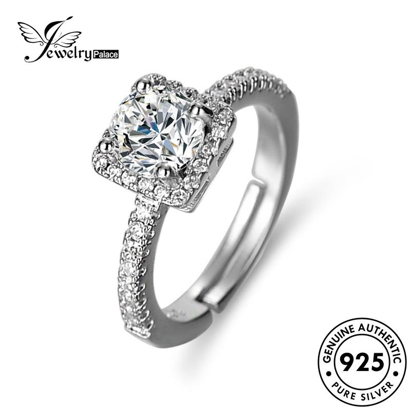 Jewelrypalace Asli Berlian Wanita Square Simple Moissanite Cincin Perak925 R413