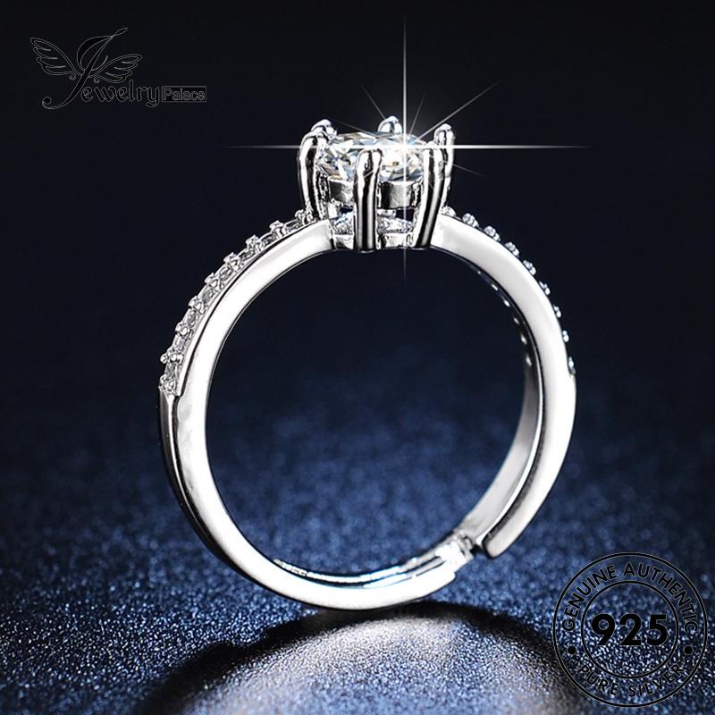Jewelrypalace Asli Cakar Perak Wanita Moissanite Cincin Klasik Enam925 Berlian R425