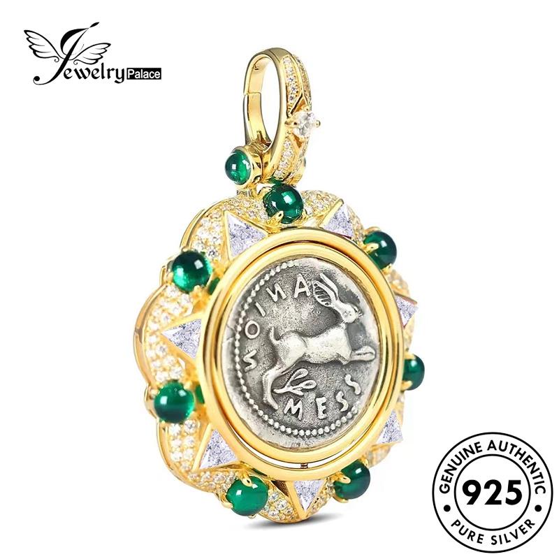 Jewelrypalace Perak Wanita Retro Peter Rabbit Asli Kalung Emerald925 N1602