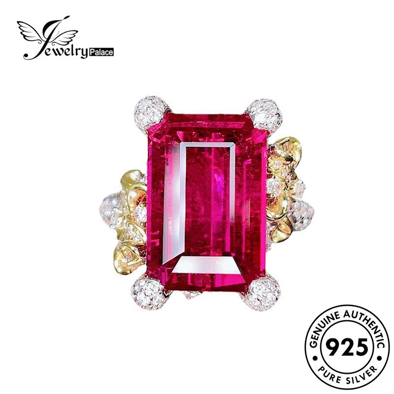 JEWELRYPALACE Original Cincin Perhiasan Silver Aksesori 925 Nikah Pink Wanita Murni Diamond Camellia Kawin korea Silver Asli Sterling Perak Crystal R2596