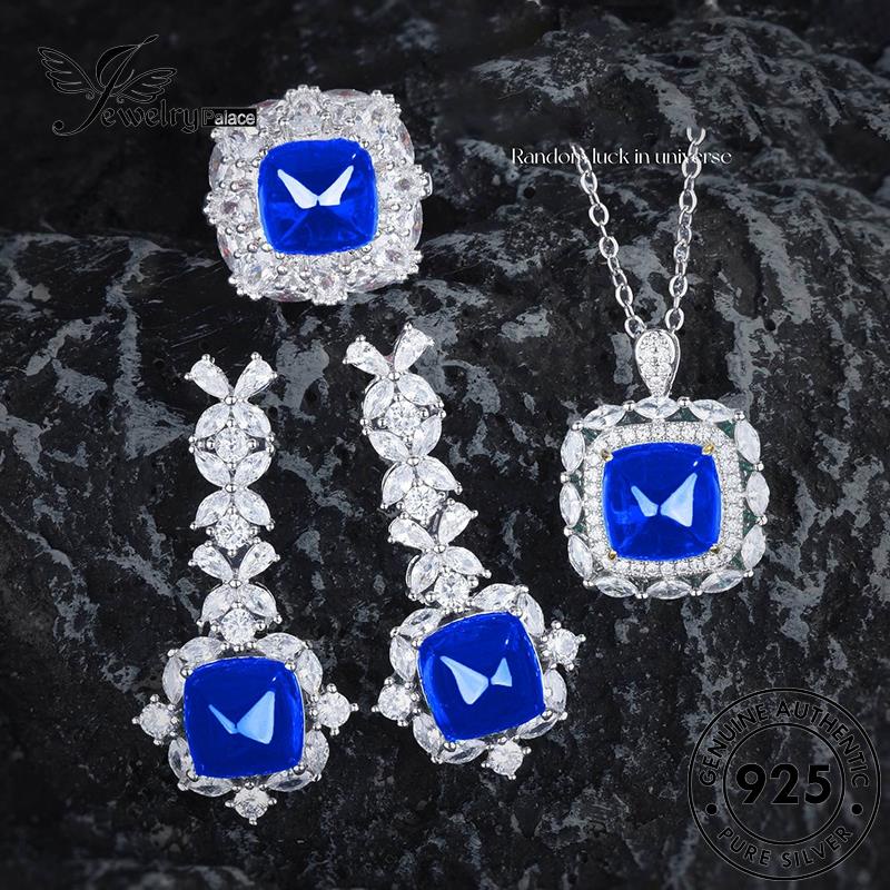 Jewelrypalace Kalung Perak925 Wanita Sapphire Set Mewah Asli S622