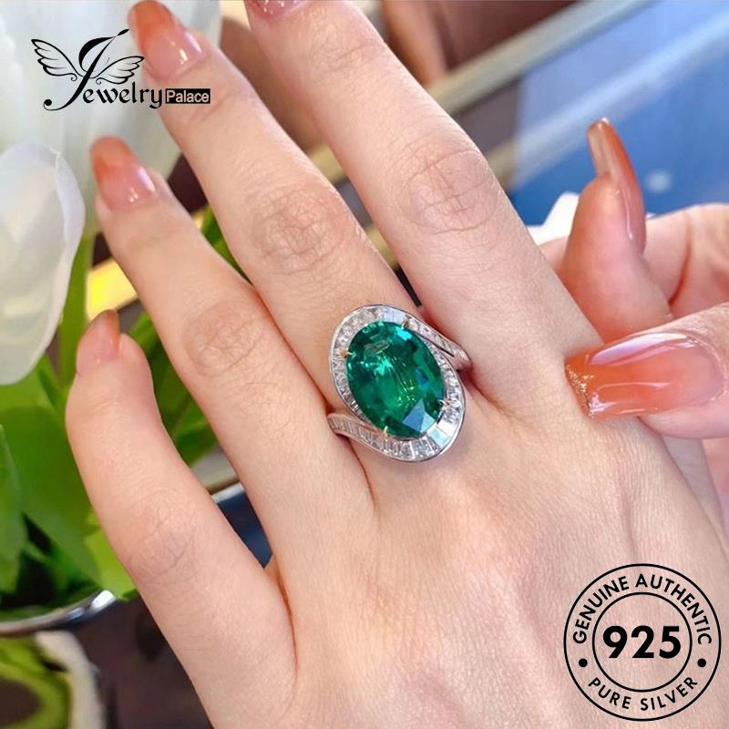 JEWELRYPALACE Medieval korea 925 Perhiasan Emerald Kawin Sterling Cincin Aksesori Nikah Asli Original Murni Silver Style Perak Wanita Silver R2582