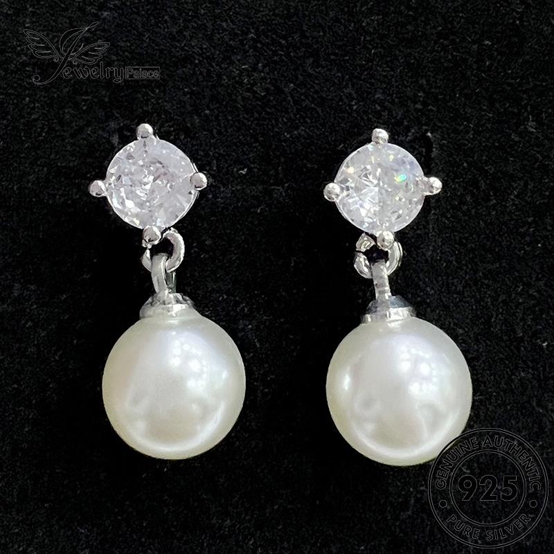 Jewelrypalace Stud Anting Perak Wanita Mutiara Asli925 Bulat E732