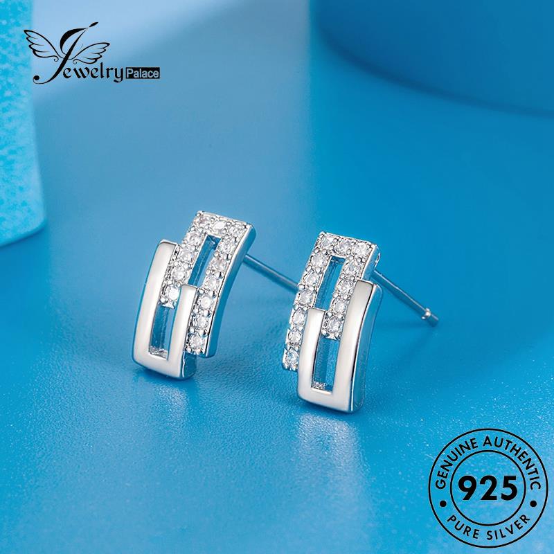 Tempat Perhiasan Wanita925 Stud Kotak Moissanite Anting Berlian Asli Gold Silver E742