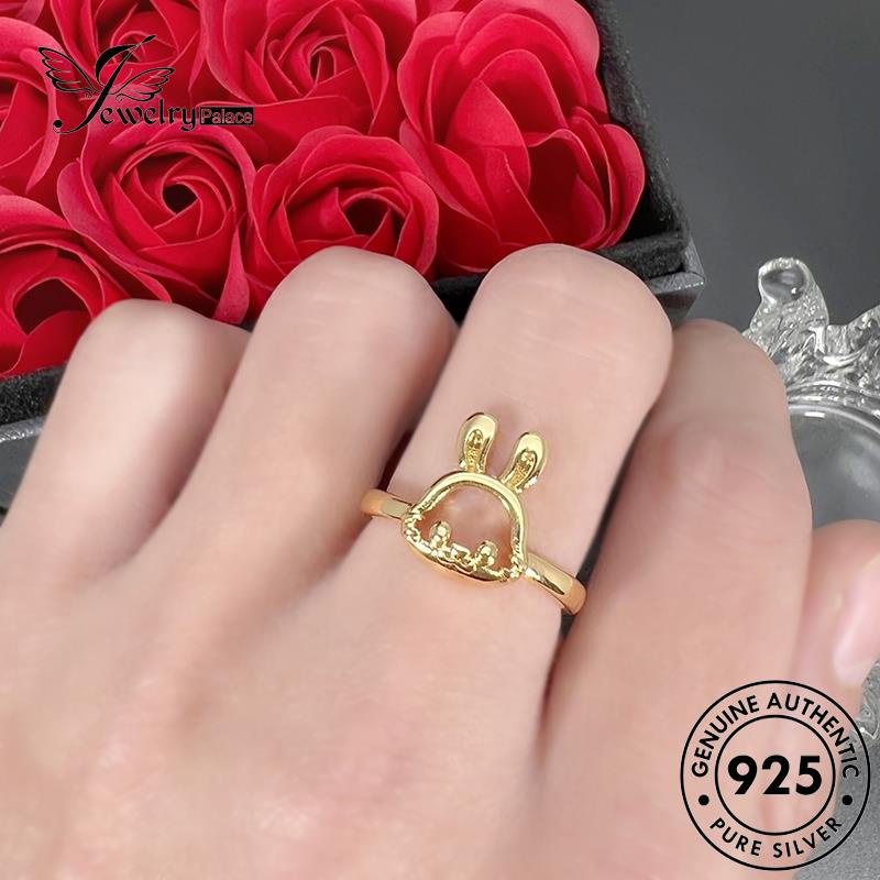 Jewelrypalace Cincin Bunny Wanita Perak Tawar Emas Asli925 R1785