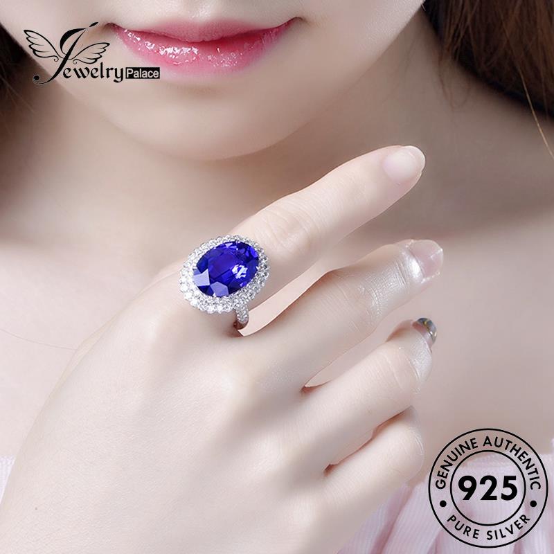 Jewelrypalace Cincin Perak925 Safir Asli Oval Wanita R1770