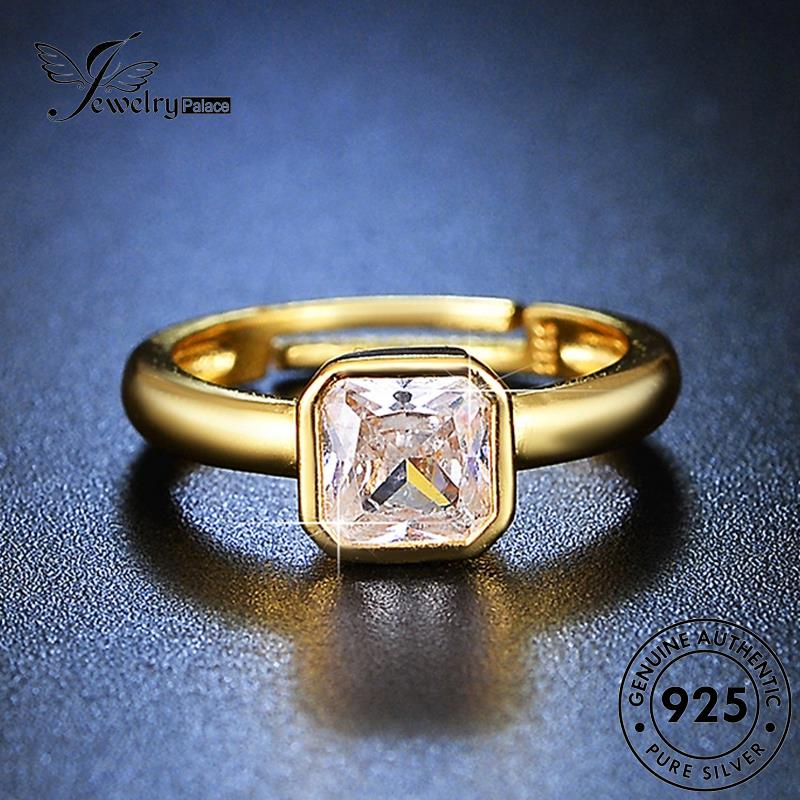 Tempat Perhiasan Wanita925 Emas Asli Moissanite Cincin Berlian Perak Mewah R441