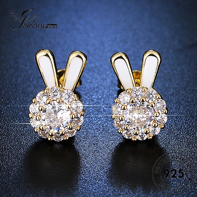 Jewelrypalace Silver Rabbit Wanita Moissanite Asli Anting Tusuk Berlian925 Emas E37