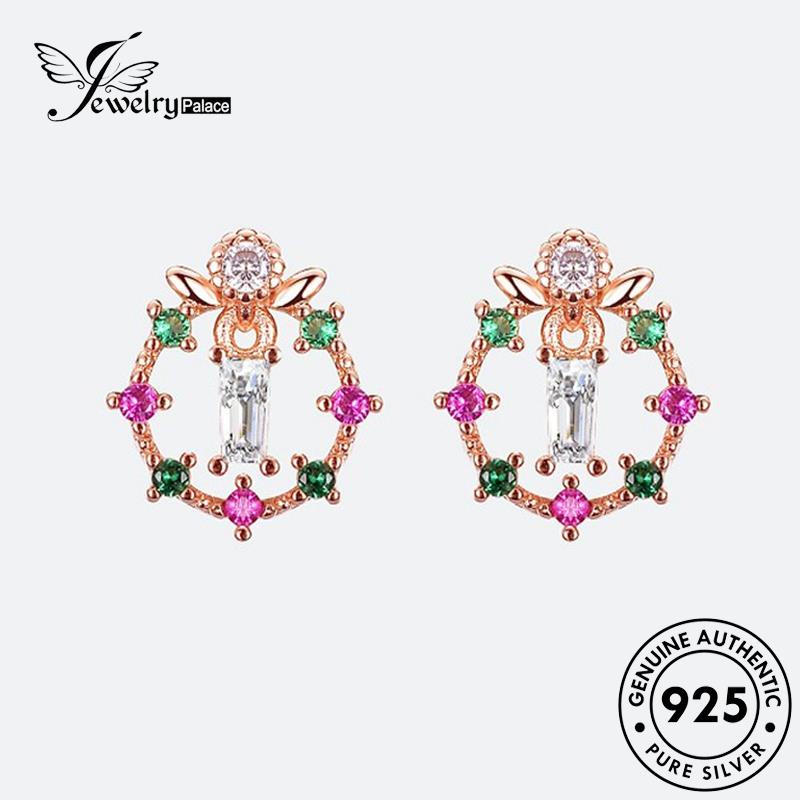 Jewelrypalace Anting Keluar Perak925 Gold Wanita Hollow Berlian Asli Moissanite Stud E38