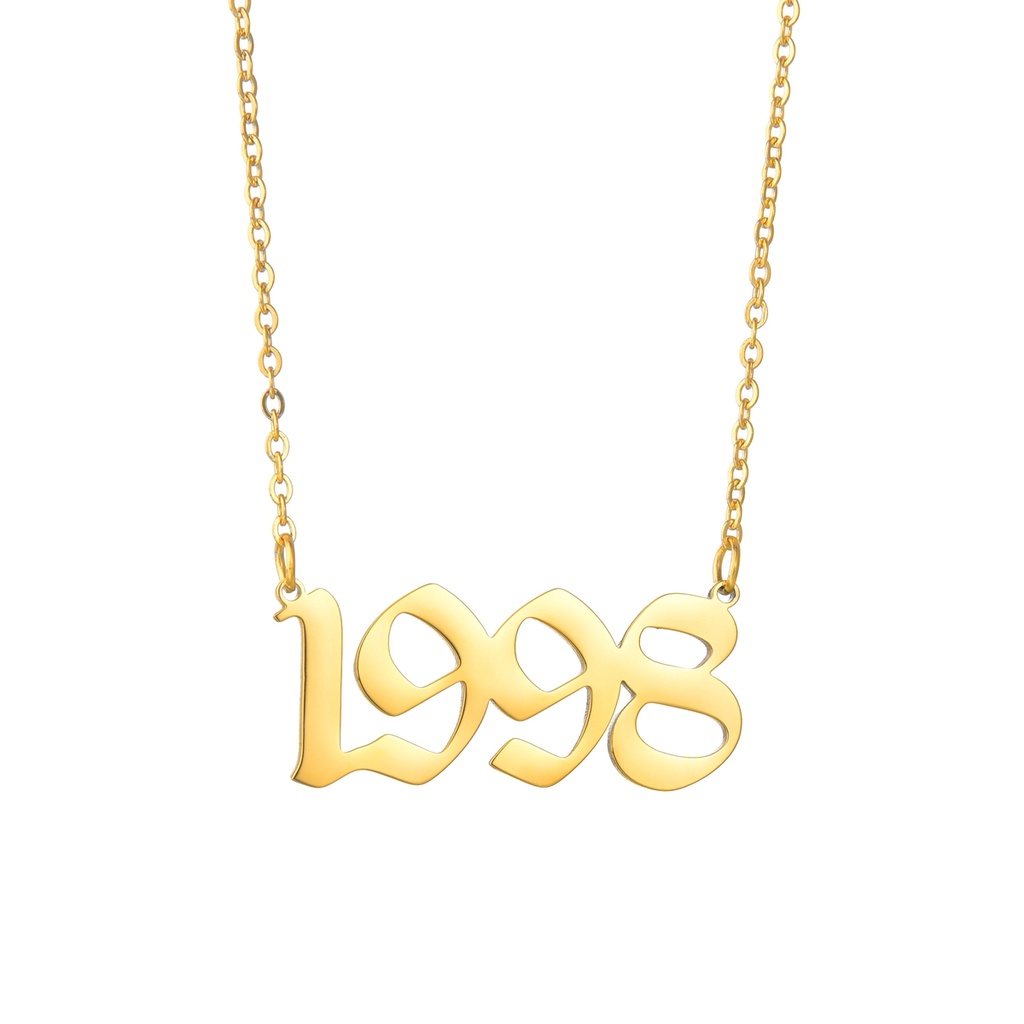 Stainless Steel 1980-2021 Tahun Lahir Kalung Wanita Pria Choker Tanggal Angka Liontin Kalung Perhiasan Mengenang Hadiah