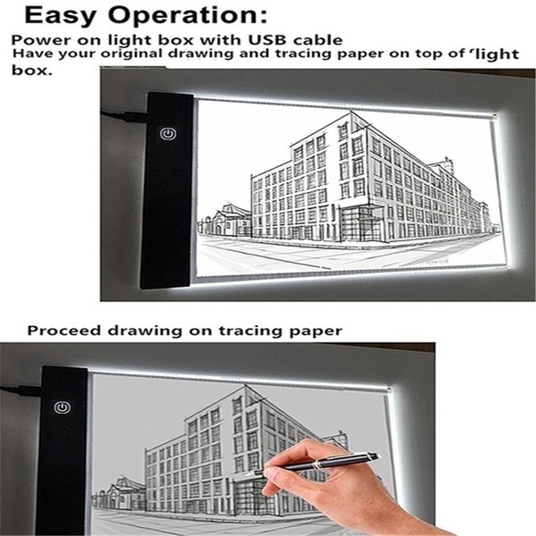 Kotak Lampu Papan Salinan LED Tracing A5/A4, Alas Lampu Jejak LED Kekuatan USB Ultra-tipis Dapat Diatur Untuk Gambar Tato, Streaming, Sketsa, Animasi, Stensil