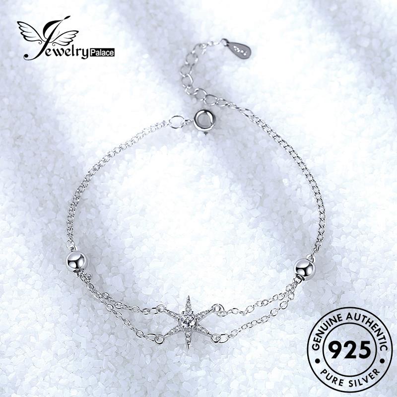 Jewelrypalace Hexagram Gelang Berlian Asli Moissanite Wanita Kepribadian Perak925 B111