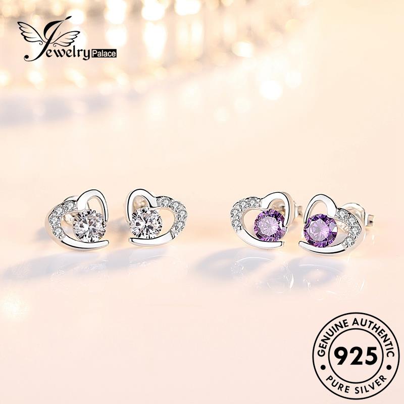 Jewelrypalace Berlian Perak Asli Wanita Love Anting Tusuk Miring Moissanite925 E14