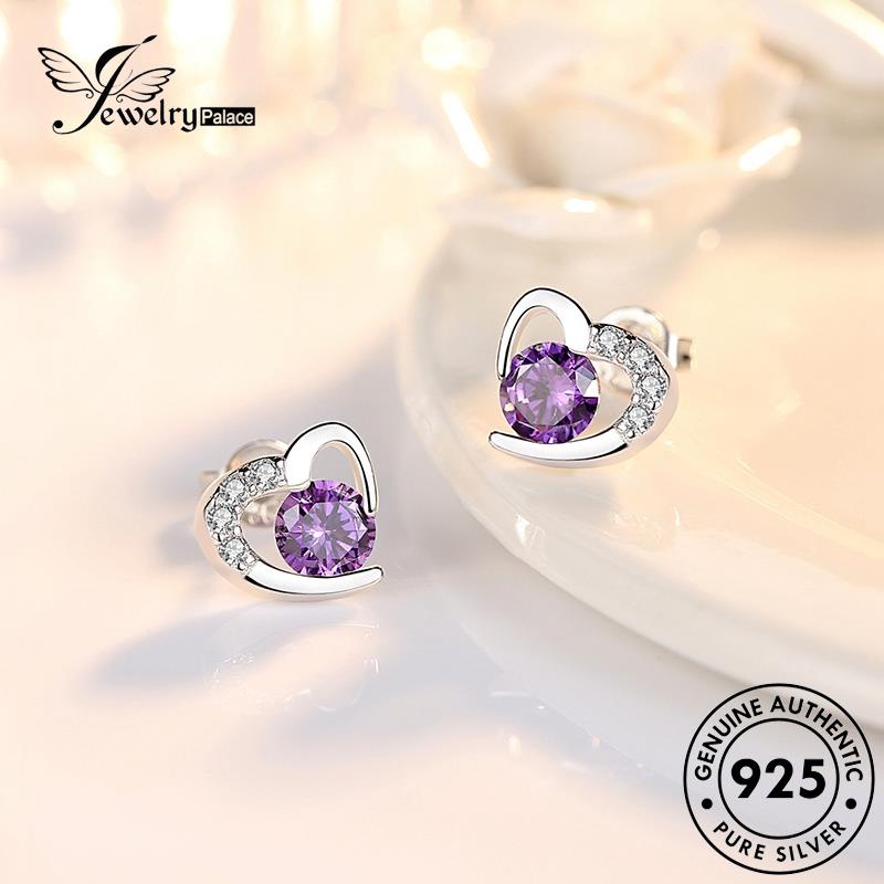 Jewelrypalace Berlian Perak Asli Wanita Love Anting Tusuk Miring Moissanite925 E14