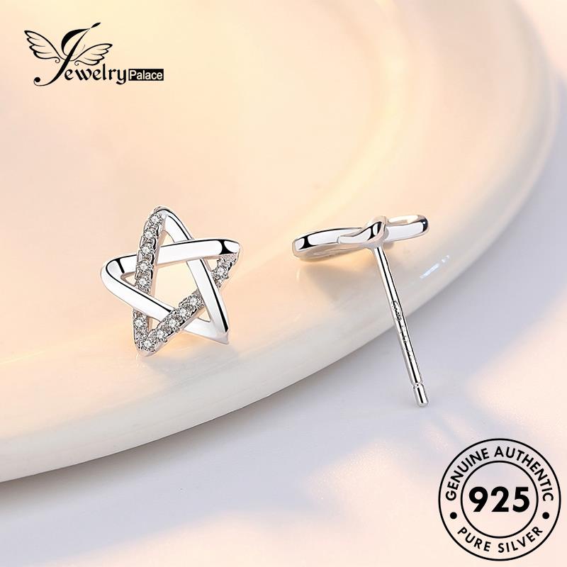 Jewelrypalace Stars Asli Wanita Moissanite Stud Berongga Keluar925 Anting Berlian Perak E43