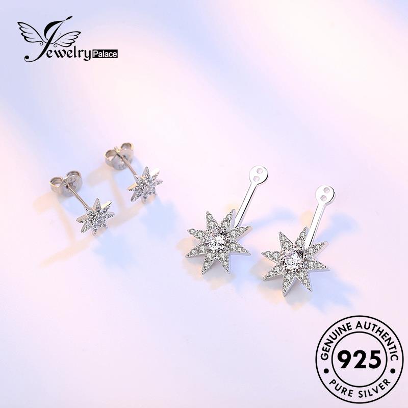 Jewelrypalace Anting Fashion Wanita Asli Moissanite 925bintang Segi Delapan Berlian Perak Stud E106