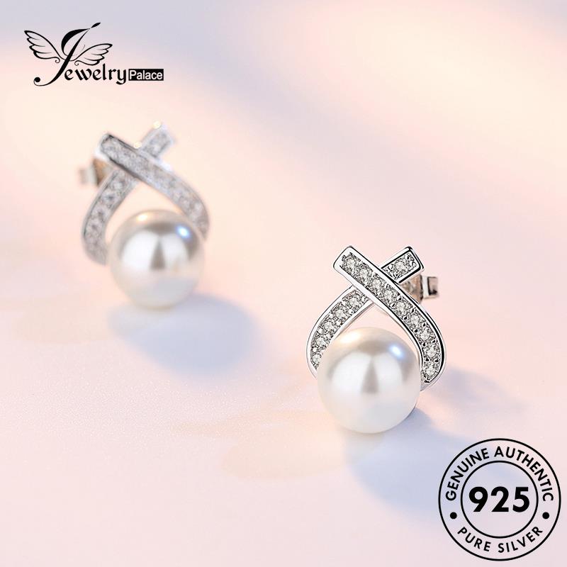 Jewelrypalace Simple Segitiga Wanita Mutiara Stud Perak Asli925 Anting E68