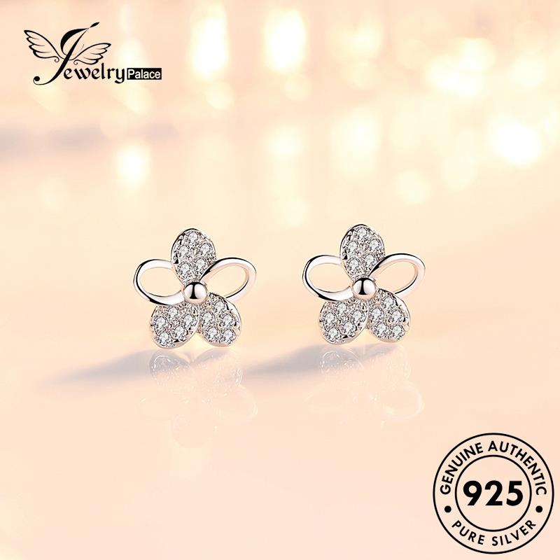 Jewelrypalace Bunga Asli Stud Moissanite Berlian Perak925 Anting Fashion Wanita E126