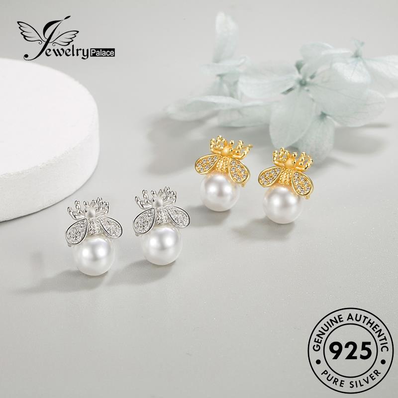 Jewelrypalace Anting Perak Asli Stud Wanita Kepribadian Mutiara925Emas Lebah E143