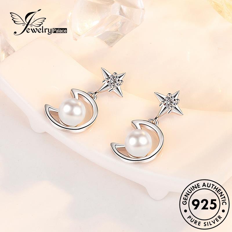 Jewelrypalace Stud Mutiara Asli925 Anting Kepribadian Xingyue Perak Wanita E173
