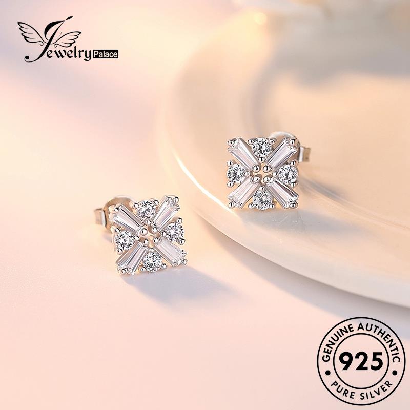 Jewelrypalace Anting Wanita Temperamen Stud Moissanite Persegi Berlian Asli Perak925 E224