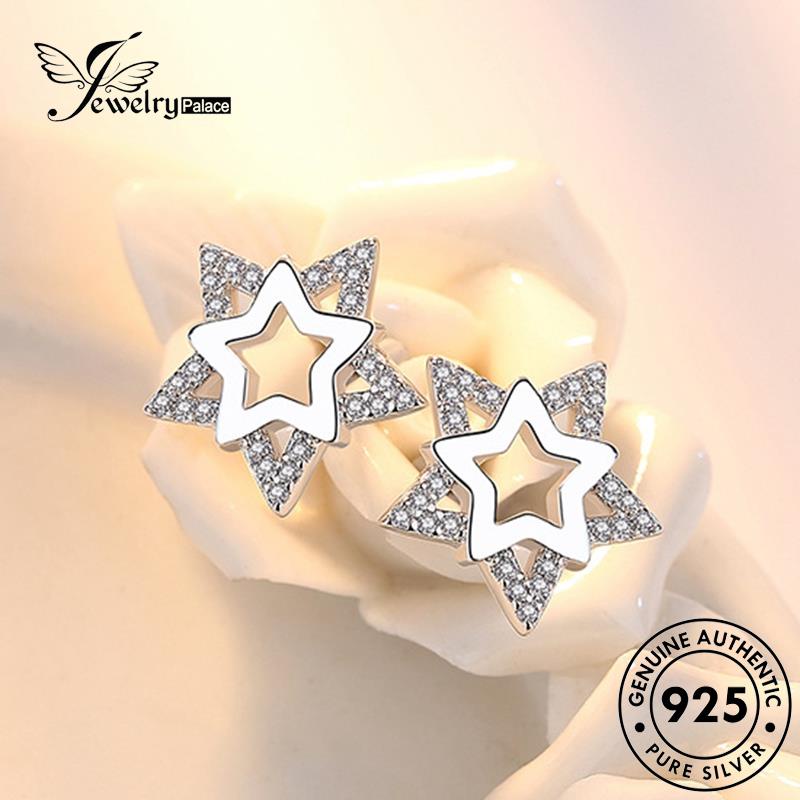 Jewelrypalace Asli Wanita Anting Bintang Berlian Perak Kepribadian925 Moissanite Stud E225