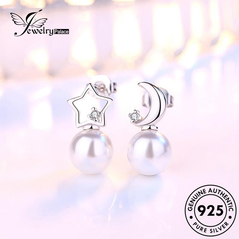 Jewelrypalace Perak Stud Xingyue 925wanita Antingmutiara Emas Asli Temperamen E251