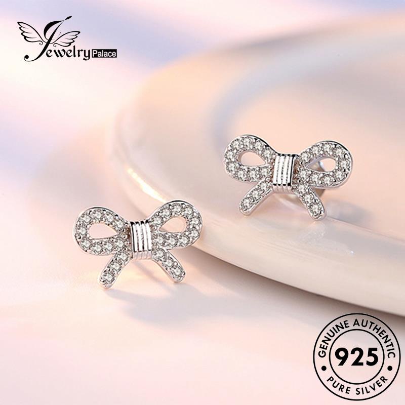 Jewelrypalace Moissanite Anting925 Asli Berlian Perak Busur Temperamen Stud Wanita E334