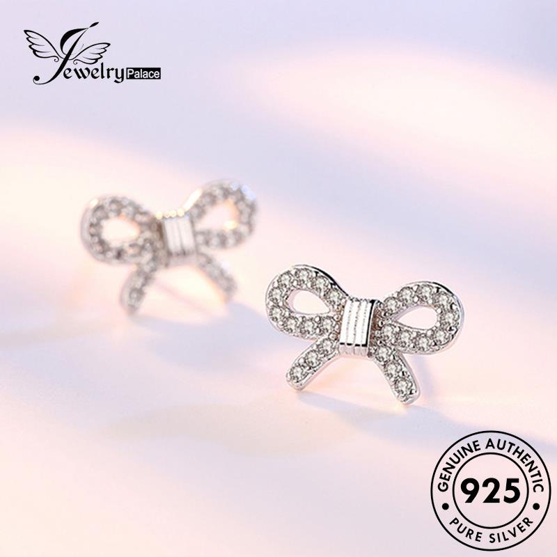 Jewelrypalace Moissanite Anting925 Asli Berlian Perak Busur Temperamen Stud Wanita E334