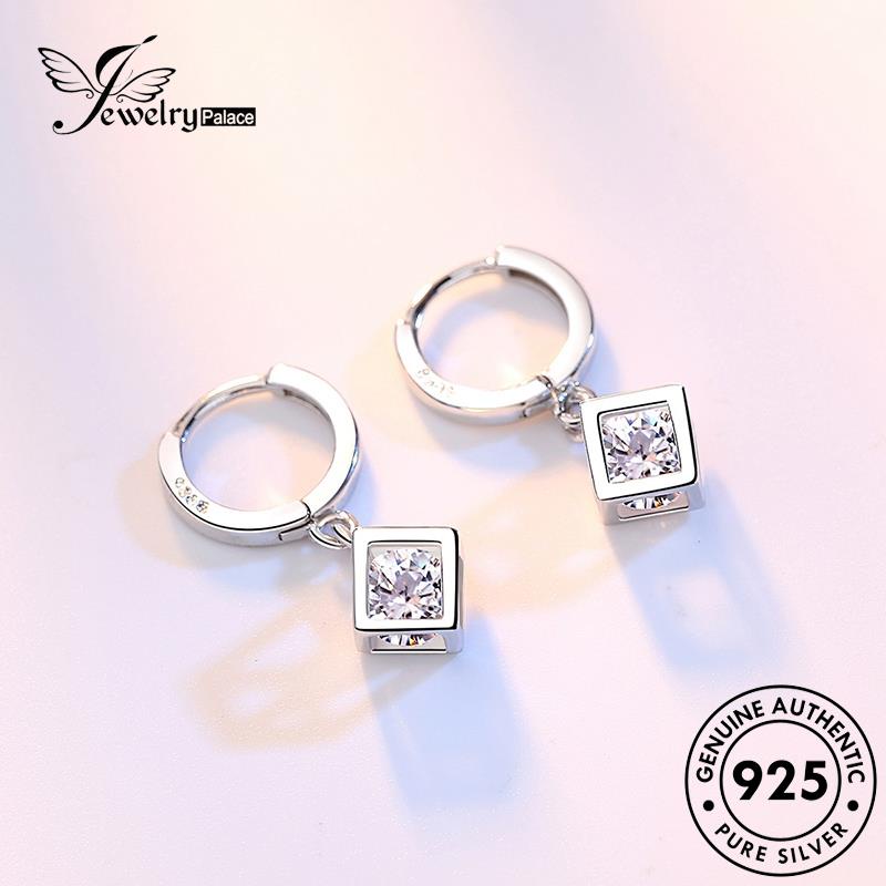 Jewelrypalace Persegi Berlian925 Anting Fashion Moissanite Perak Asli Hoop Wanita E347