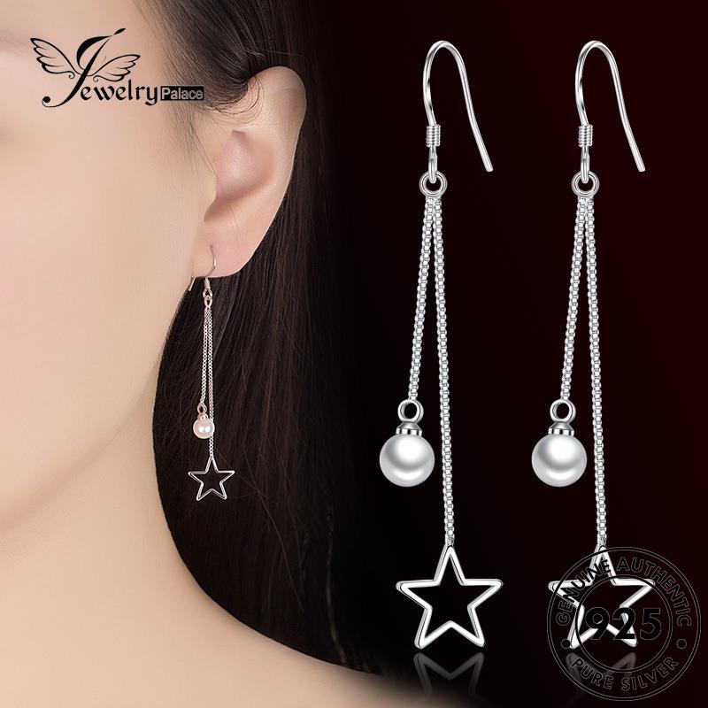 Jewelrypalace Perak Berujung Lima Anting Kait Wanita Temperamen Asli Bintang925Mutiara E453