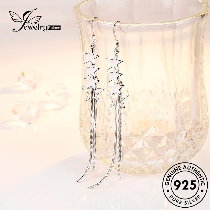 Jewelrypalace Anting925 Perak Asli Simple Bintang Wanita Kait Berujung Lima E503