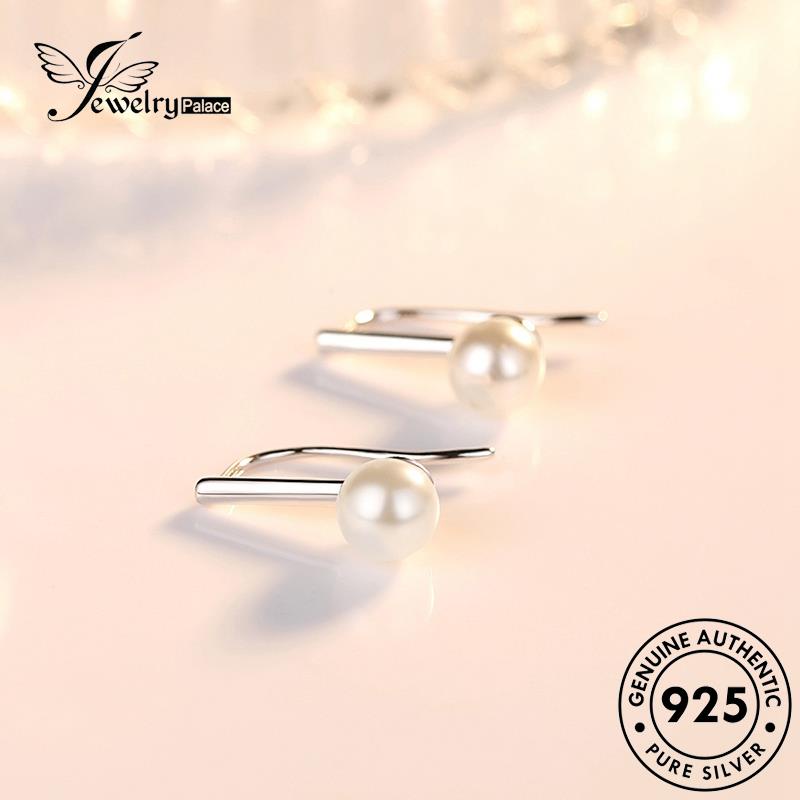 Jewelrypalace Wanita Fashion925Anting Mutiara Kait Asli Raket Perak Tenis E536